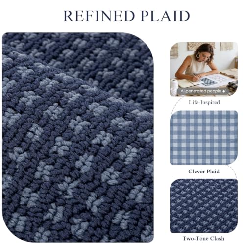 Image of hicorfe Waffle Door Mat Indoor Entrance,48 inchx32 inch Non Slip Indoor Mat,Blue