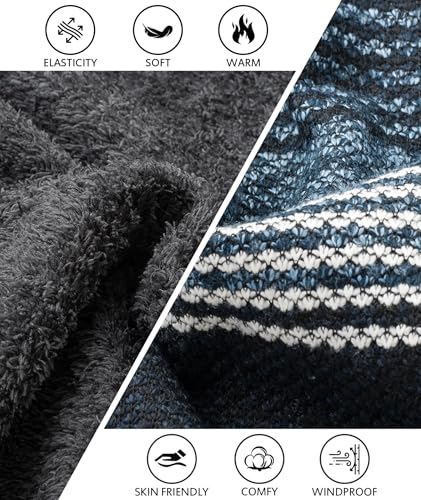 Image of LLdress Mens Knit Cardigan Sweaters Sherpa Lined Full Zip Hoodie With Pockets