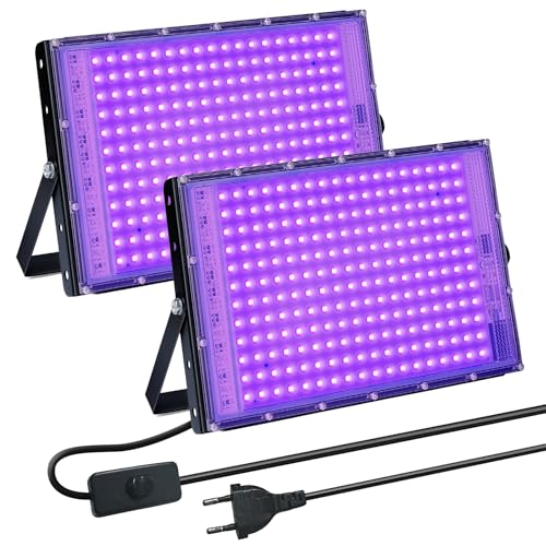 BOSYTRO Luz Negra LED, Luz uv Impermeables IP66, 150W Luz Negra Ultravioleta para Disco DJ, Iluminación de Escenario, Fiesta Glow, Decoración De Halloween, Fiesta Fluorescente