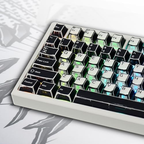 Image of 137 Versatile PBT Keycaps, No Tearing, Never Fade & Non-Slip, Black & White RGB Backlit Keycaps for Mechanical Keyboard (Typing, Gaming, Anime Passion), Ergonomic (Doubleshot MX, Fit All Layout)