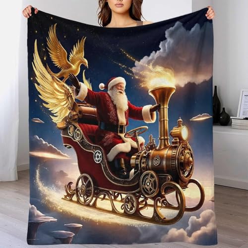 Couverture Père Noël 3D en microfibre chaude 150x200cm pour le lit - 6
