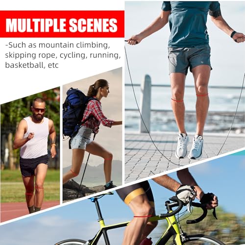 Image of Foilswirl Silicone Patella Knee Band for Basketball Patella Tendon Support Knee Pain Running Tendon Brace Support Strap(2,Red,M)