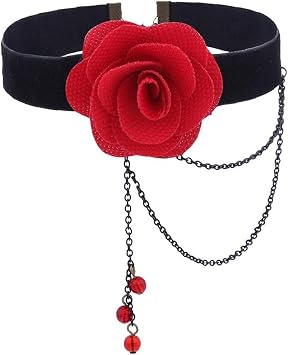 Vintage Hollow Rose Flower Punk Black Lace Necklace Large Handmade Gothic Lolita Bracelet Tassel Beads Wedding Jewelry
