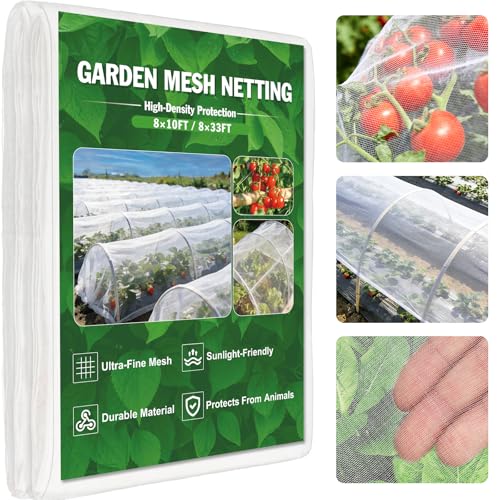 FEED GARDEN Garden Netting 8x33FT Ultra-Fine Mesh PE Cover for Vegetables Fruits Garden Row Cover Raised Bed Durable Protection from Birds Animals