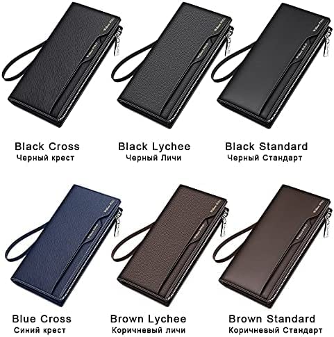 Spacious & Functional Luxury Wallets Removable Card Holder Men's Genuine Leather Purses Fashion Men's Strap Leather Phone Credit Card Billfold Clutch Purse3