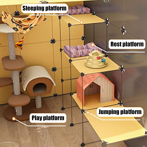 Cage de chat intérieure modulable en métal avec litière fermée et plateforme - 7