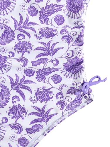 Image of Milumia Girl's Floral One Piece Swimsuit Bow Tie Side Spaghetti Strap Bathing Suit