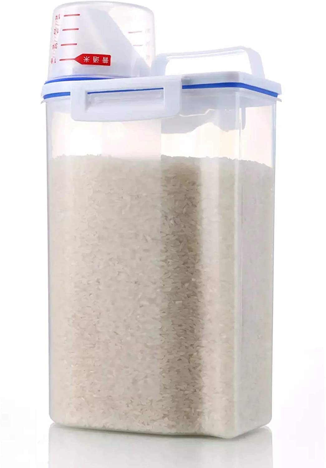 MARGOUN 2.5L Plastic Rice Dispenser Food Container Grain Cereal Flour Storage Box with Measuring Cup (Single)