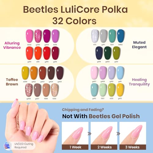 Image of Beetles Gel Nail Polish Kit with U V Light and Nail Drill - 55Pcs Gel Nails Kit 32 Color LuliCore Polka Set with Base Top Coat Professional Manicure Set Home Salon DIY Gifts for Women