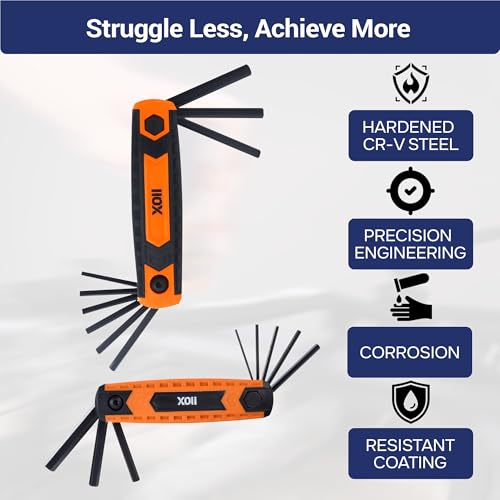 Image of 17PCS Folding allen wrench sets, Pack of 2 | Metric & SAE Hex Set - Durable & Portable allen key set & allen wrenches set for Home, Bike, Automotive, and DIY Repairs