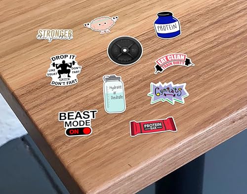 Image of WallDesign Fitness Motivation Sticker Set (40 Decals) - Perfect for Gifting, Mobile, Laptops, Bottles & Accessories | Stylish, Durable, Laminated Vinyl for Fitness Enthusiasts-Self-Adhesive