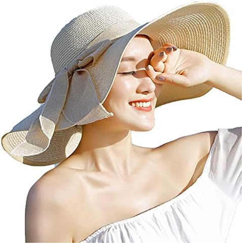 FSIGOM Women's Folable Floppy Hat,Wide Brim Sun Protection Straw Hat, Summer UV Protection Beach Cap