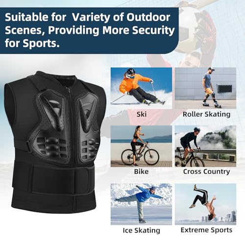 PELLOR Chest Protector Motorcycle, Dirt Bike Gear Cycling Body Armor, Motocross Adult Body Armor Sleeveless, Back Protection Riding Protective Gear Motorcycle Vest - Thumbnail 7
