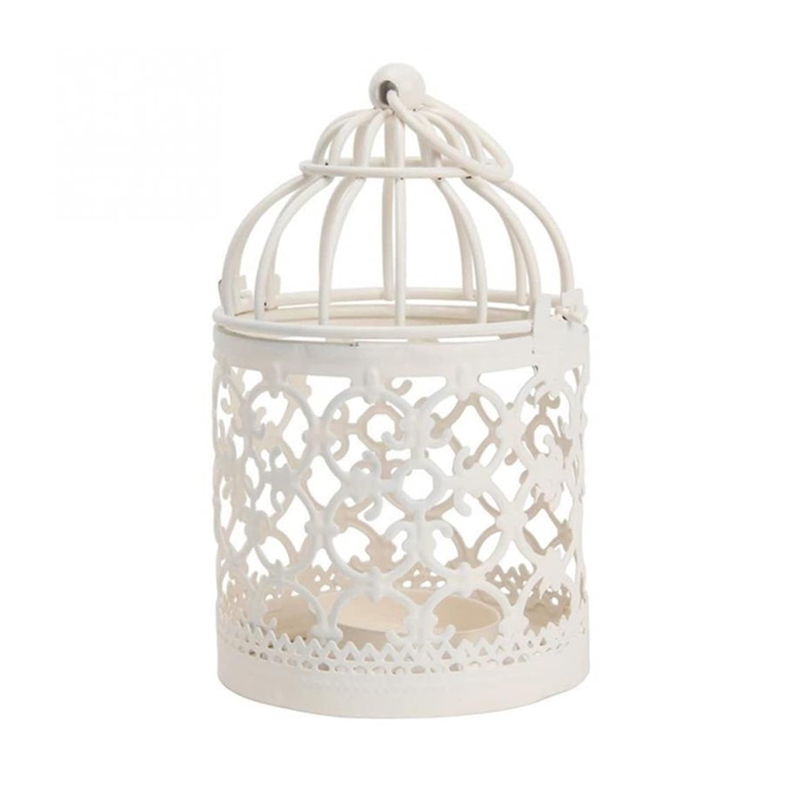 Jaula para pájaros, jaulas Redondas para pájaros, decoración de Metal, Jaula para pájaros para Colgar en la Pared para pájaros pequeños, decoración Interior y Exterior, Jaula Blanca para periquitos