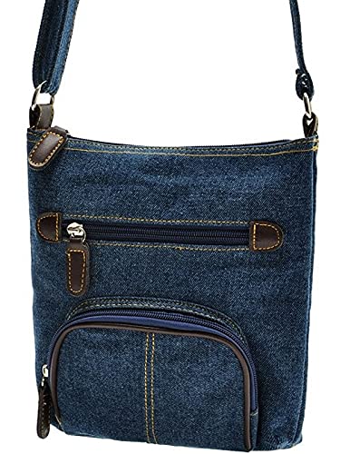 Women Casual Shoulder Denim Bag Adjustable Shoulder Strap Multi Pocket Blue Cowboy Crossbody Bags4