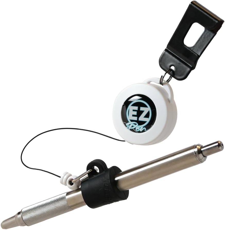 EZ Pen Automatic Stop Retractable Pen Reel for Nurses, Teachers, Waitresses, Carpenters, Contractors & Pros (1)