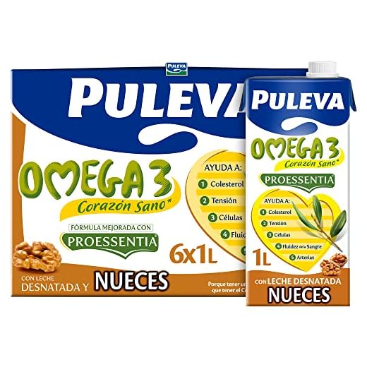 Puleva Omega 3 Leche, con Nueces, 6 x 1L