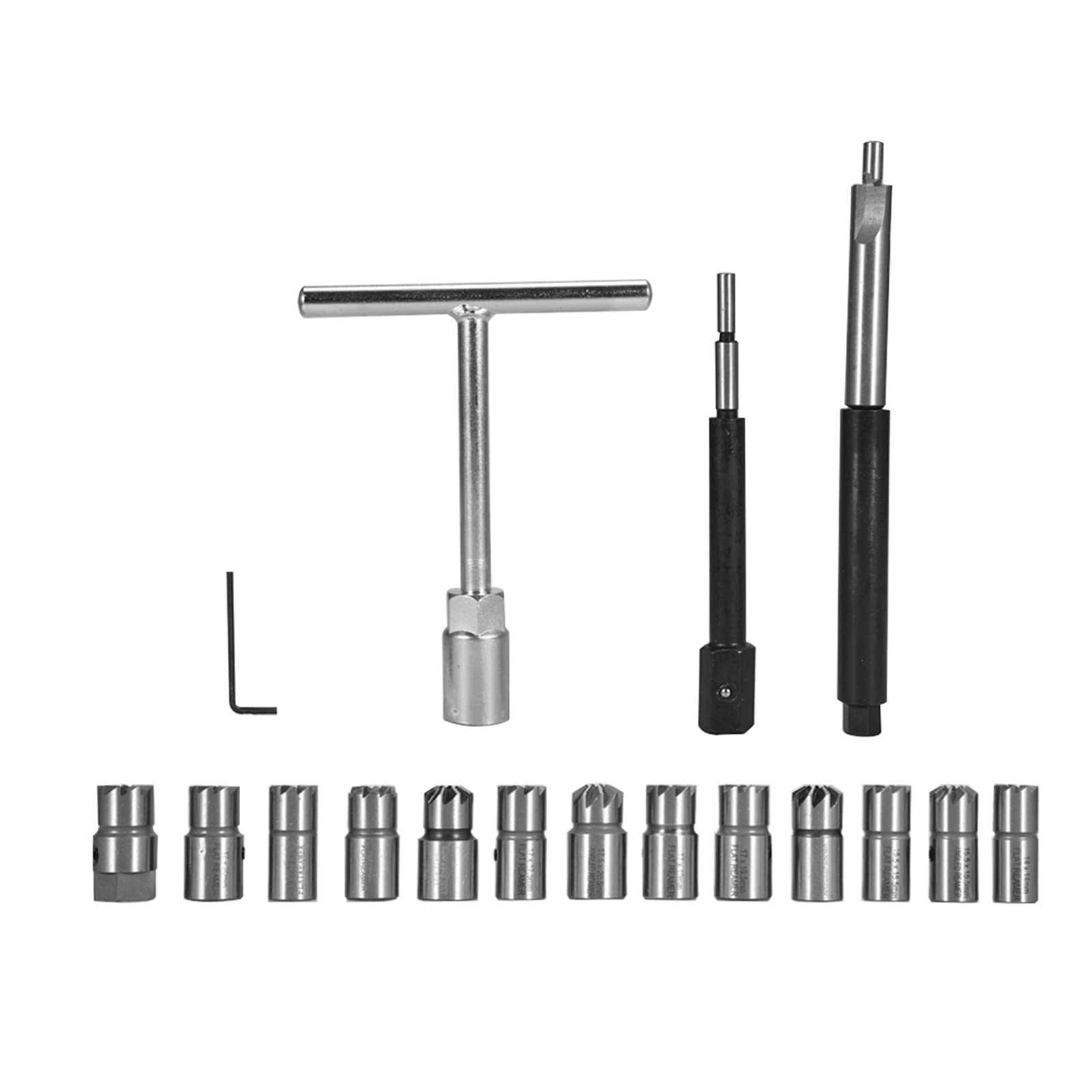Set Professionale di 17 Utensili per Alesatori Facciali, Kit Taglierine per Sedi Iniettori Auto, Strumenti di Manutenzione Universali