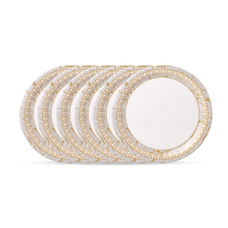 Image of Golden Fish 6 Pcs Dinner Plate Set for Home Dining | Full Size Serving Plates for Meals | Uniform Design for Table Setup | Stackable, Easy to Maintain & Suitable for Daily Use & Gifting