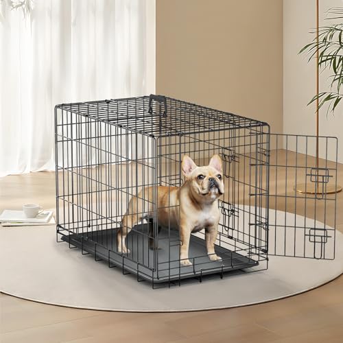 MoNiBloom 24/30/36/42/48 gaiolas para cães, gaiola dobrável de metal para cães com porta dupla, cani