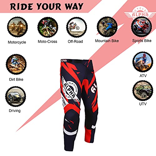 Alpha Cycle Gear Racing Pants (Red, Waist 38) #TOP5