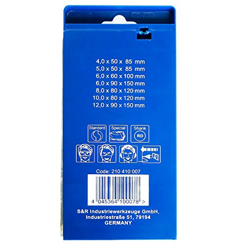 S&R Concrete Stone Masonry Drill Bit Set Made In Germany With Round Shaft 7 Pcs 4X85, 5X85, 6X100, 6X150, 8X120, 10X120, 12X150 Mm - Professional Quality #TOP6
