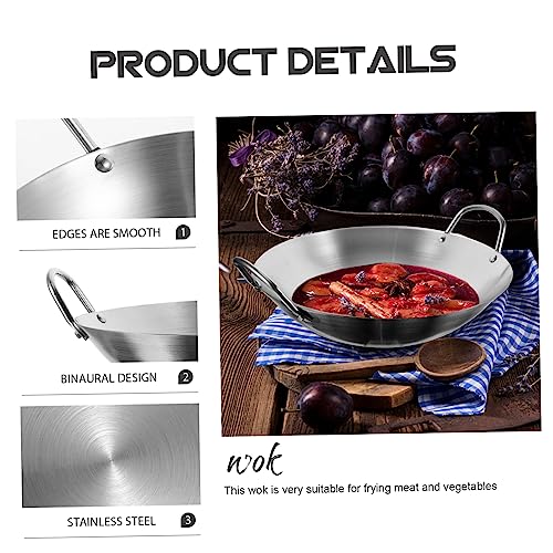 Wok de acero inoxidable con doble asa práctico miniatura 5