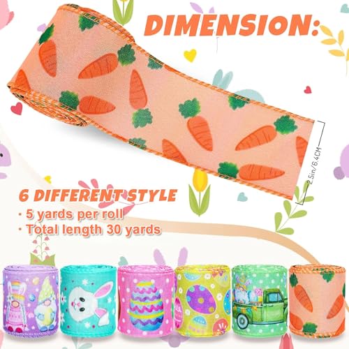Ruban de Pâques lapin et carotte pour couronne et couture créative - 3