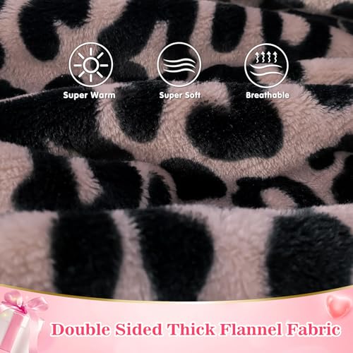 Image of Waitu Wearable Blanket Sweatshirt Gifts for Women and Men, Warm and Cozy Blanket Hoodie, Thick Flannel Hoodie Blanket, Blanket Robe for Adults and Kids - Leopard