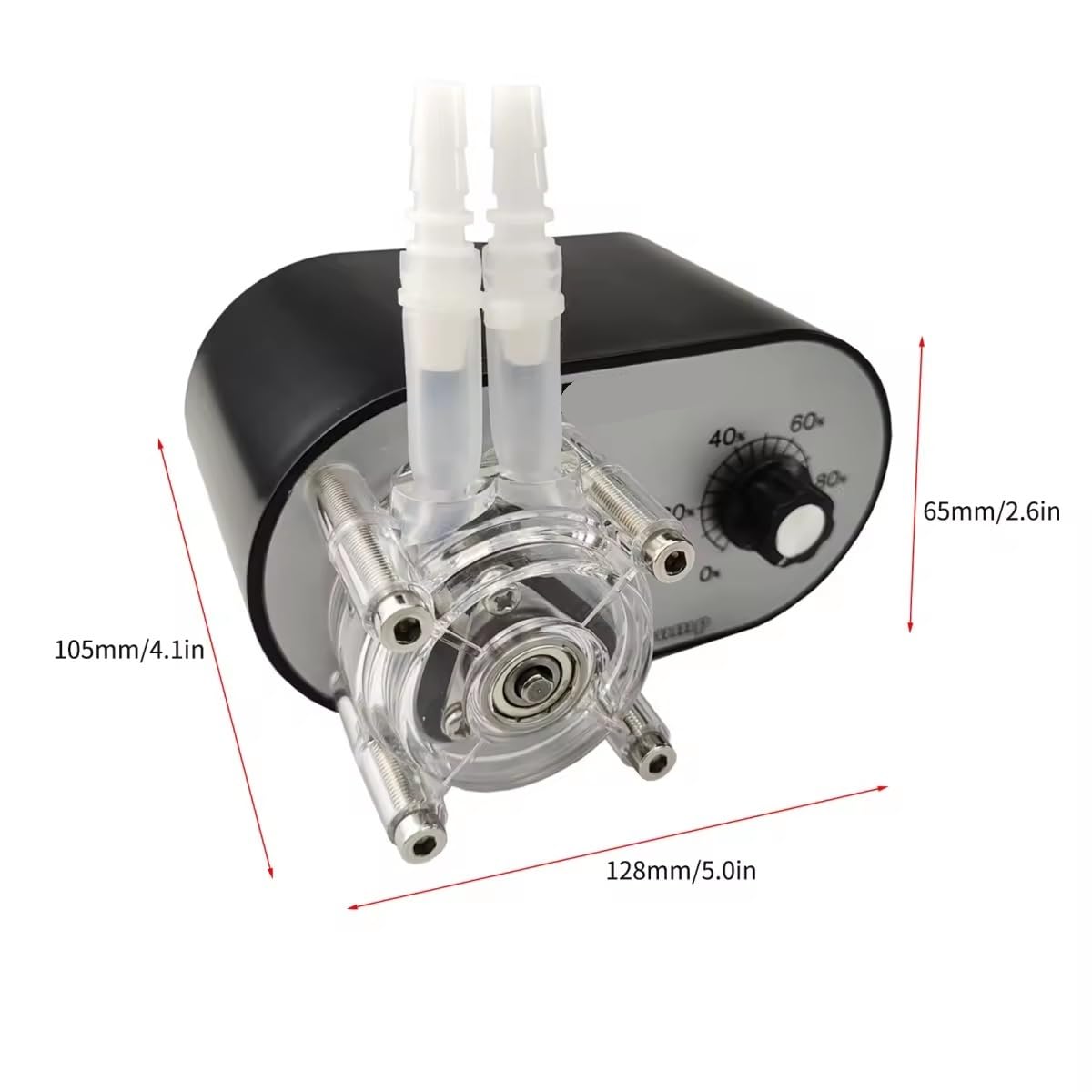 bomba peristáltica, Bomba dosificadora peristáltica con caudal ajustable de 114 a 500 ml/min y adaptador.