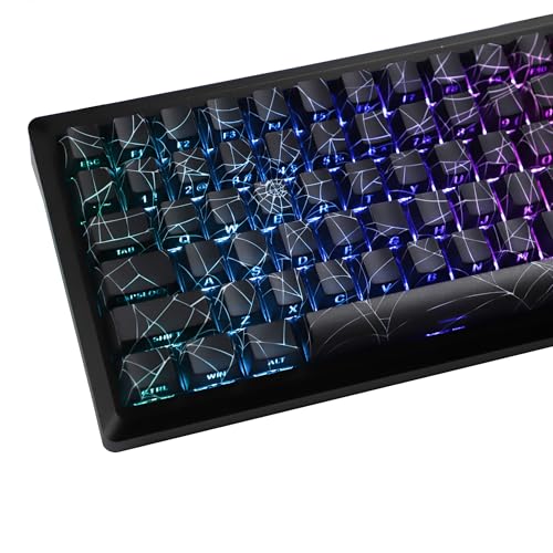 YMDK 134 Spider Web Shine Through Keycaps Cool Side-lit Cherry Profile PBT Dye Sub keycaps for MX Mechanical Keyboards TKL Akko