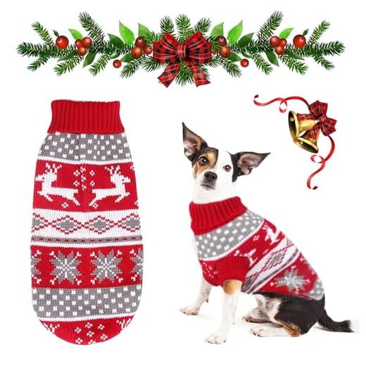 Ropa para Perros Lemotoy Navidad Mascotas Suéter Dog Sweaters Estilo Navideño Perro Mascota Jersey Jersey De Punto para Cachorro Suéter De Perro Cálido Suéter De Invierno Ropa De Perrito(L)