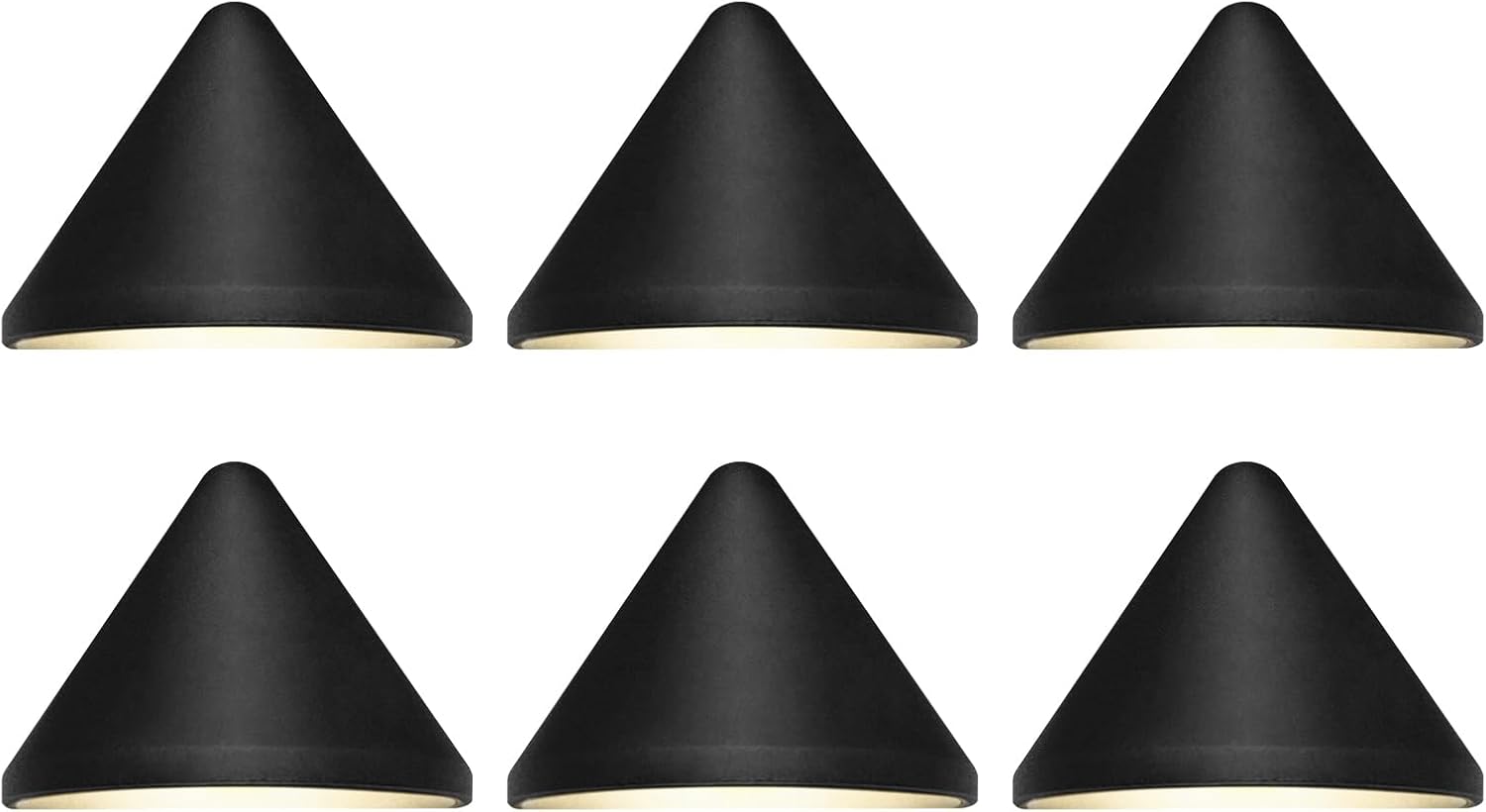 GKOLED Low Voltage Deck Post Lights, 12V Outdoor Triangular Fence Lighting Fixture, Landscape Accent Light, Die-cast Aluminum, Black Poder Coated, 3000K 6-Pack