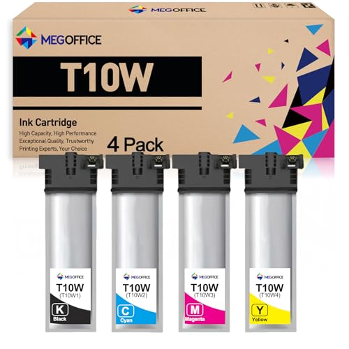 MEGOFFICE Remanufactured Ink Cartridge Replacement for T10W Ink T10W100 T10W200 T10W300 T10W400 for WF-C5390 WF-C5890 Color Printer (1 Black/1 Cyan/1 Magenta/1 Yellow)