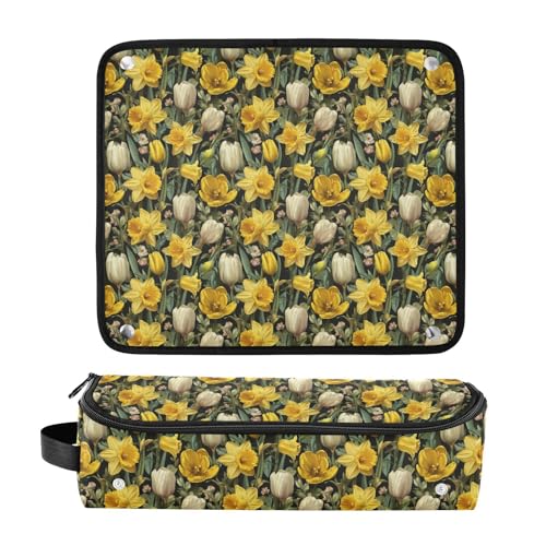 Bolsa de viaje floral amarilla para herramientas de cabello miniatura 3