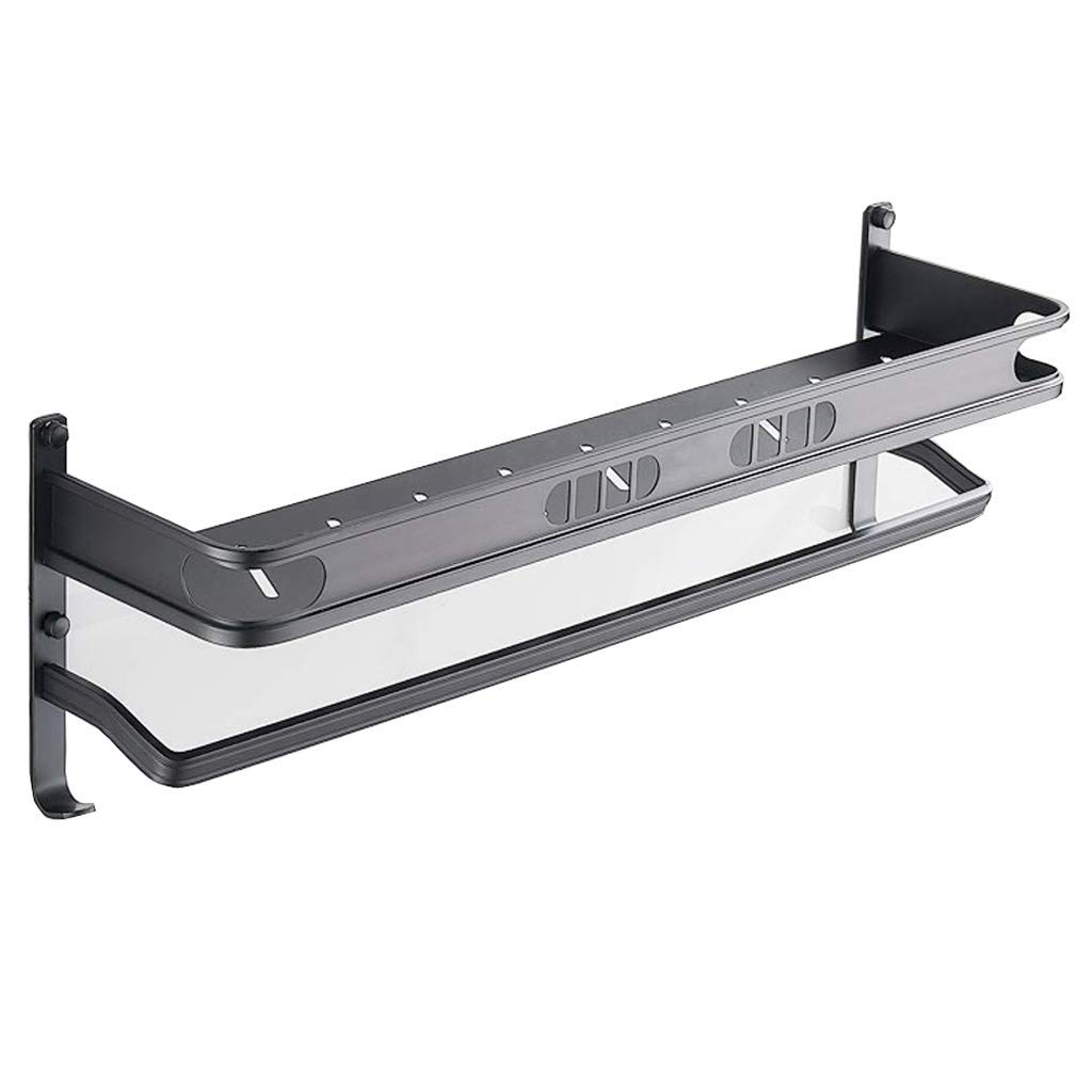 Estantes de baño para Ducha montados en la Pared, toallero de Aluminio Negro, Cesta de Ducha, Estante de Ducha para Almacenamiento de Inodoro, sin taladrar 40 cm