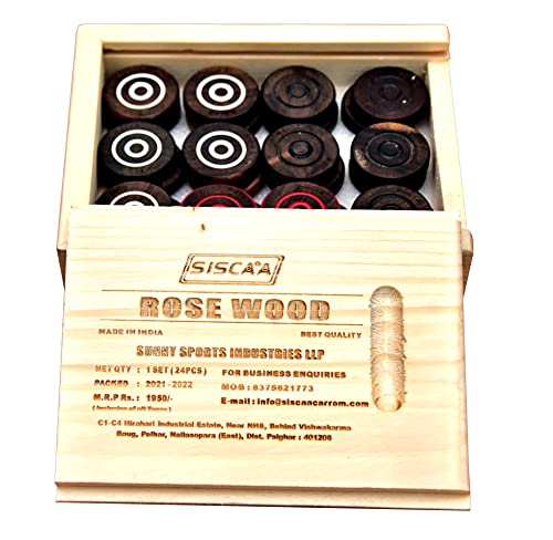 Image of SISCAA Rosewood Coin Set ( Carrom Men, Thickness- 7 mm),for 12 months and up,for 3 Years and UP