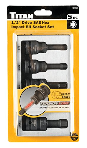 Titan 42925 1/2\" Drive Torsion Core SAE Impact Hex Bit Socket Set (5 Piece) - Thumbnail 3