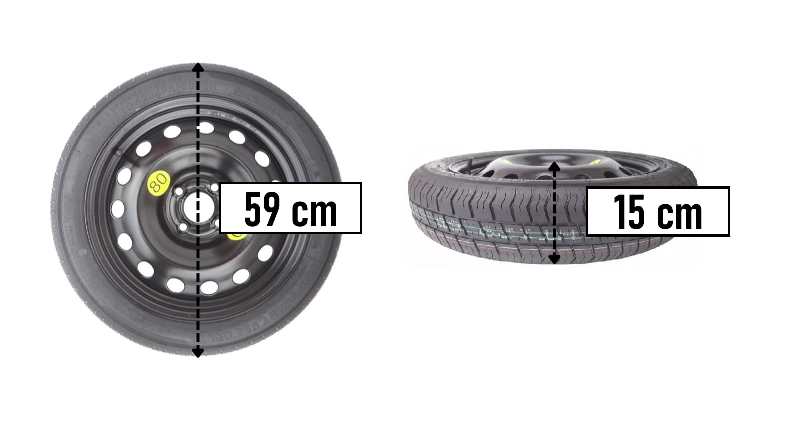 Kit Ruotino di Scorta 16" compatibile con Suzuki Swift 4WD 4x4 con Cric, Chiave, Guanti e Sacca