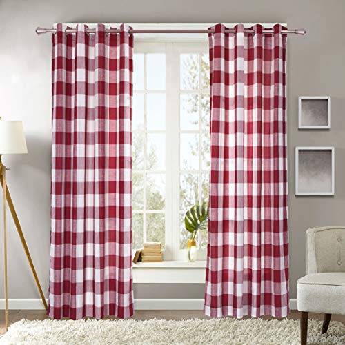 Decotex 2 Piece Courtyard Plaid Buffalo Checkered Grommet Window Curtain Treatment Panel Drapes (2 Panels 53