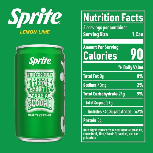 Image of Sprite Lemon-Lime Caffeine Free Soda Soft Drink Mini Cans, 7.5 fl oz, 6 Pack