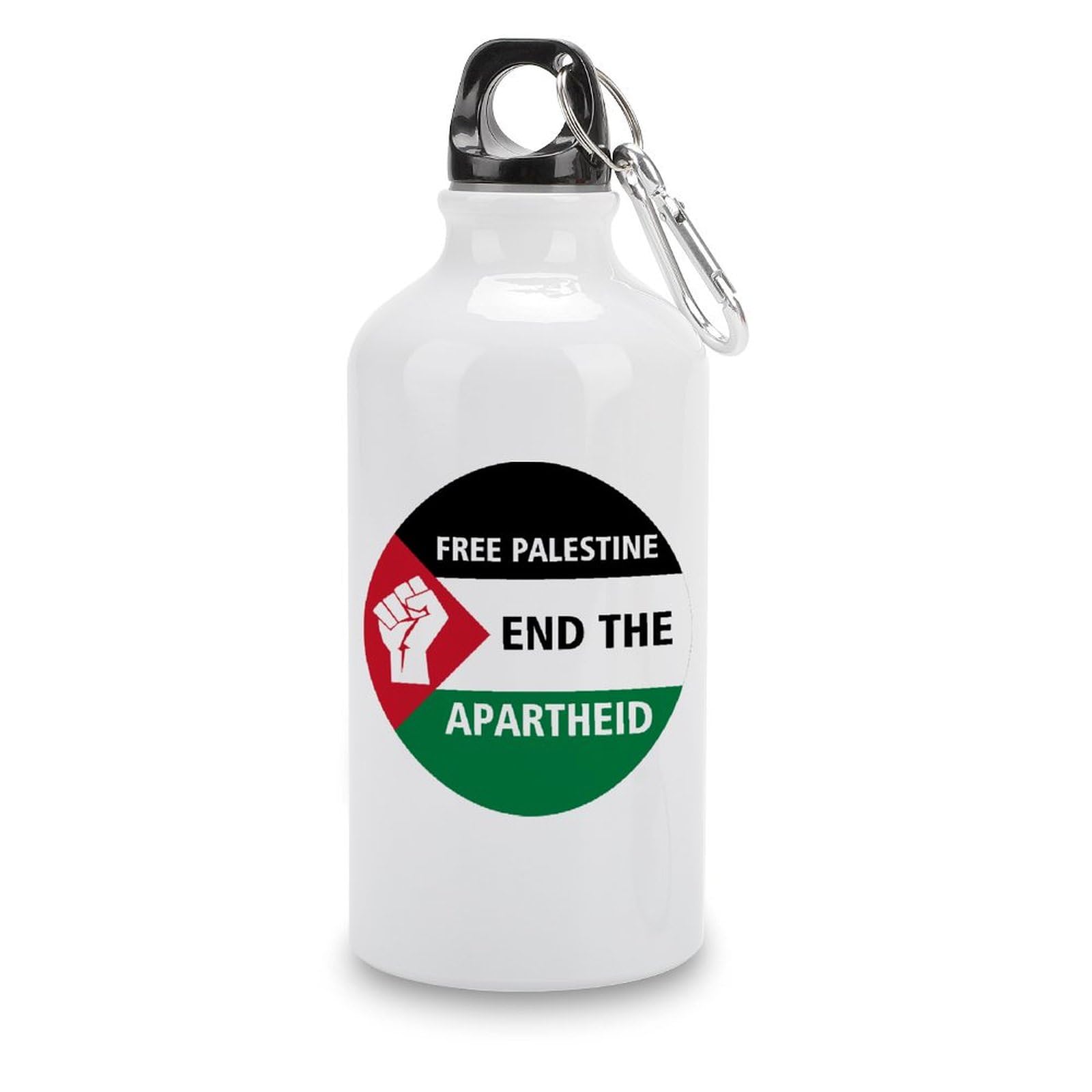 Palestine Flag Travel Sports Water Bottles FREE Palestine End The Apartheid Stainless Steel Water Bottles 14 OZ Insulated Travel Bottle with Carabiner Clip for Outdoor Camping Travel