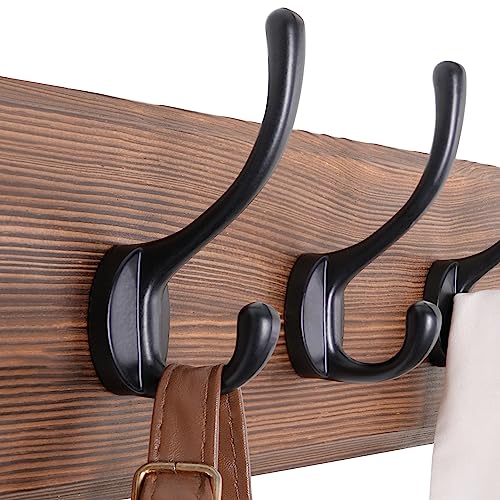 Skoloo Rustic Large Wall Mounted Coat Rack: 38.6'' Long Coat Rack For Wall,16'' Hole To Hole, Pine Solid Wood Coat Hook Hanger - 10 Hooks For Hanging Clothes Backpack Coats #TOP3