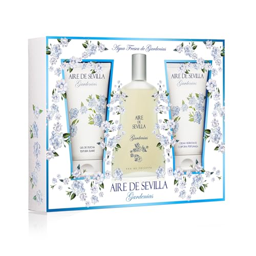 Aire de Sevilla Gardenias Set Perfume para Mujer - EDT, Crema Perfumada y Gel Exfoliante