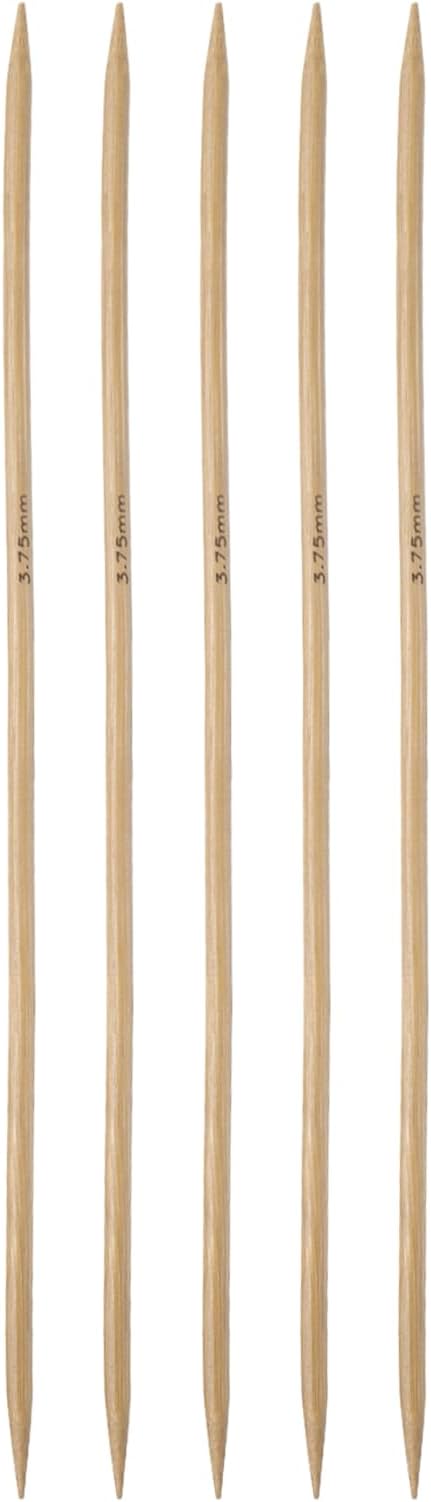 HARFINGTON 5Pcs Bamboo Knitting Needles Double Pointed Size US 5(3.75mm) Carbonized 7.9 Inch(20cm) Straight for Handmade Creative DIY Knitting Craft Yarn