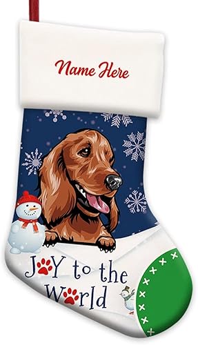 Vista 14 de MALIIHONG Joy to The Wrold - Calcetines de Navidad para perro, cocker spaniel, muñeco de nieve, copo de nieve, nombre personalizado, bolsas