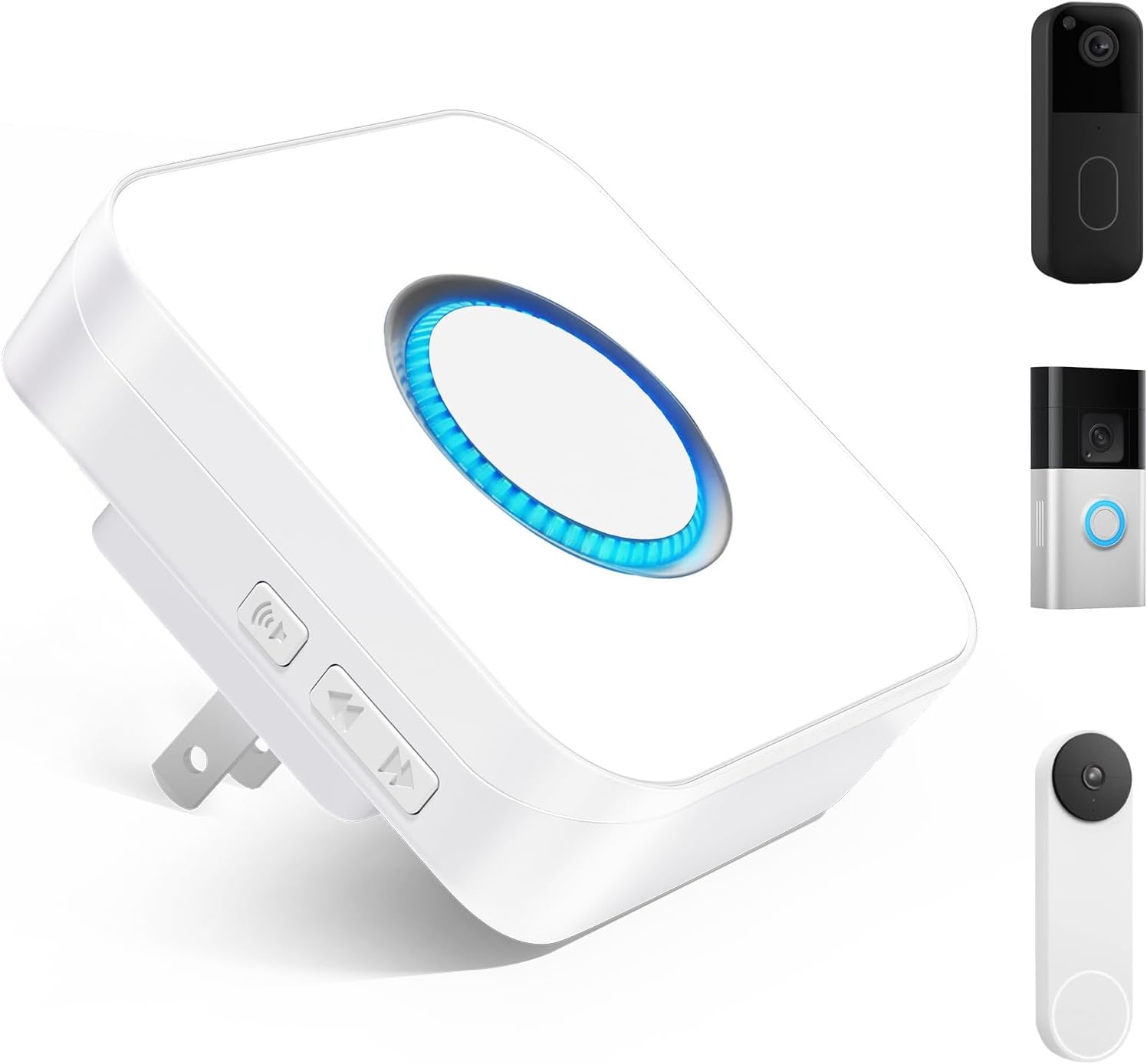 3 in 1 Wireless Doorbell Chime, Compatible with Ring & Blink & Google Nest Video Doorbell, Plug & Play, 2.4G WiFi, 5 Volumes, 32 Chimes, LED Indicators, Works with Alexa for Store/Home/Office, 1 PACK