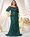 Giffniseti Women's Plus Size Off Shoulder Puff Sleeve Sequin Formal Maxi Dress Evening Party Gowns Green