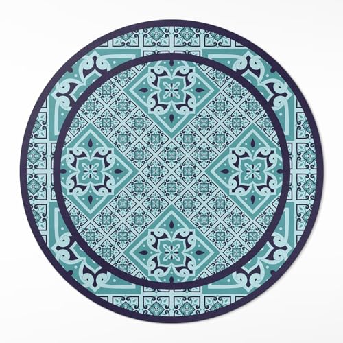 Tapis vinyle rond ø110 cm PVC résistant pour décoration de sol intérieur de maison