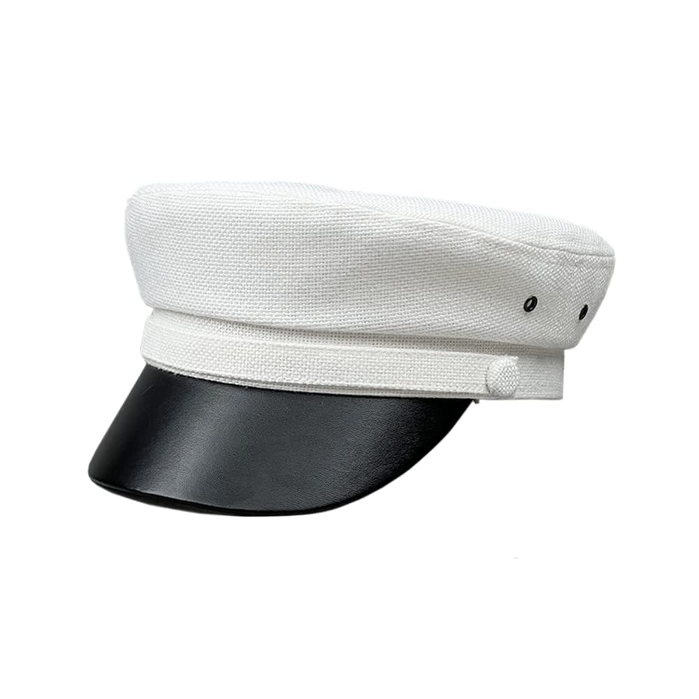 yosuwerUnisex Cotton Linen Fiddler Cap Adjustable Captain Sailor Hat Flat Cabbie Newsboy Beret
